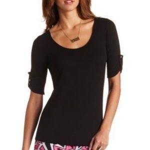 SOLDDouble Scoop tab sleeve blouse